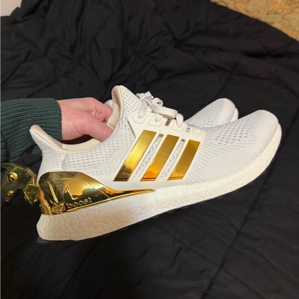 Adidas Ultra Boost White With Gold Accents